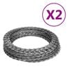 vidaXL Razor Wires Helical Wire Rolls 2 pcs Galvanized Steel 328.1'