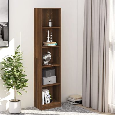 vidaXL 5-Tier Book Cabinet Brown Oak 15.7"x9.4"x68.9" Engineered Wood