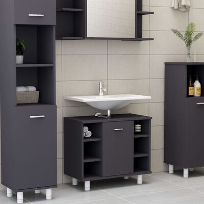 vidaXL Bathroom Cabinet Gray 23.6"x12.6"x21.1" Chipboard