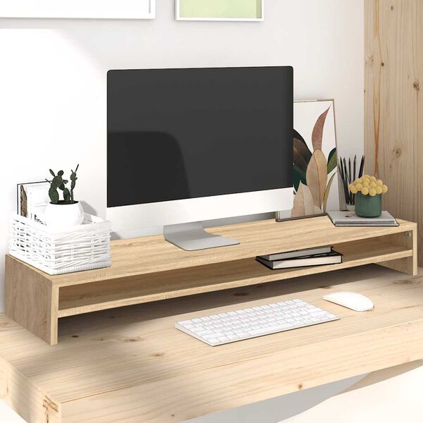vidaXL Monitor Stand Sonoma Oak 39.4x9.4x5.1" Engineered Wood