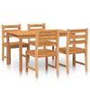 vidaXL Garden Dining Set Natural Wood Solid Teak Wood 5 Piece Set