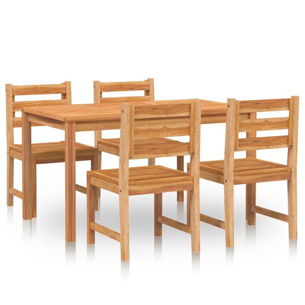 vidaXL Garden Dining Set Natural Wood Solid Teak Wood 5 Piece Set