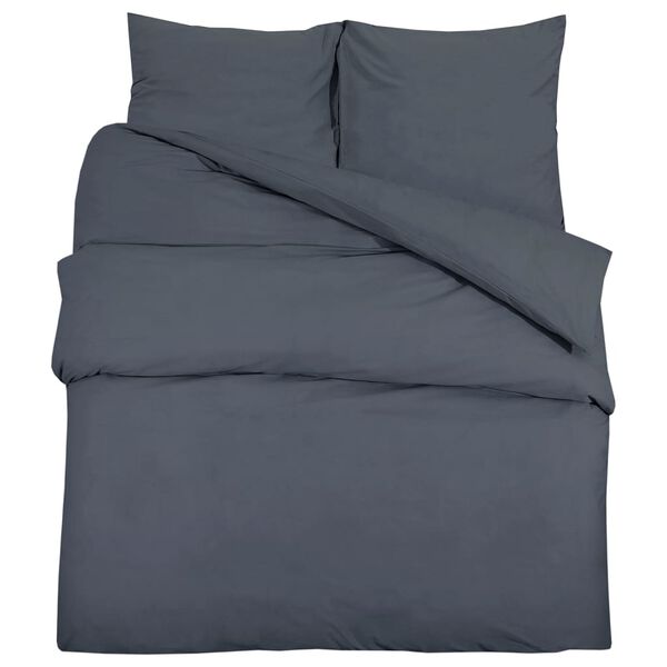 vidaXL Duvet Cover Set Anthracite 100% Cotton 86 x 94 in Bedding Set