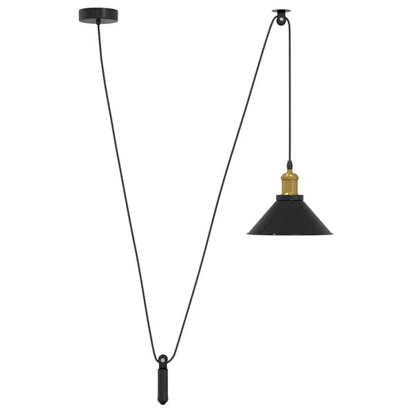 vidaXL Pendant Lamp Gloss black outside, White inside Metal Medium