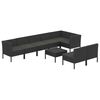 vidaXL Garden Lounge Set Black PE Rattan, Powder-Coated Steel, Polyester