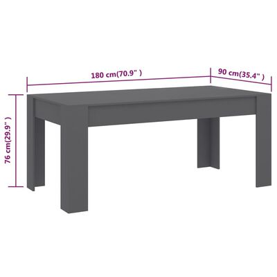 vidaXL Dining Table Gray 70.9"x35.4"x29.9" Engineered Wood