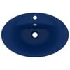 vidaXL Luxury Basin Overflow Oval Matt Dark Blue 23.0x15.4" Ceramic