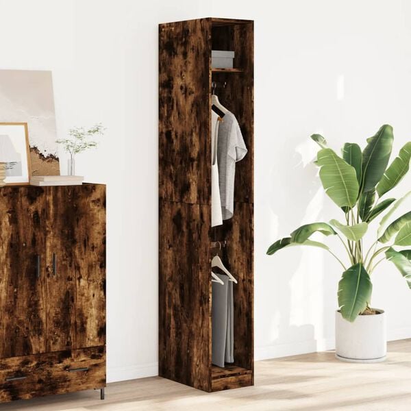 vidaXL Wardrobe Smoked Oak Engineered Wood Compact Wardrobe
