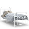 vidaXL Bed Frame White Steel Twin Bed Frame Rectangular Traditional