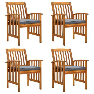 vidaXL Patio Dining Chairs 4 pcs with Cushions Solid Wood Acacia