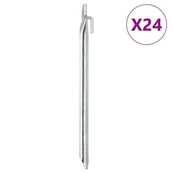 vidaXL Tent Pegs 24 pcs V-shaped 11.6 " &Oslash;0.79 " Galvanised Steel