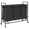 vidaXL Laundry Basket 3 Compartments with Wheels Black Oak