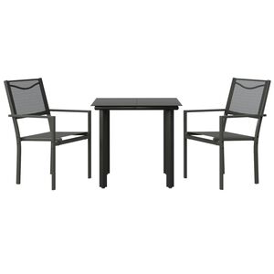 vidaXL Garden Dining Set Black Powder-coated steel Medium Durable