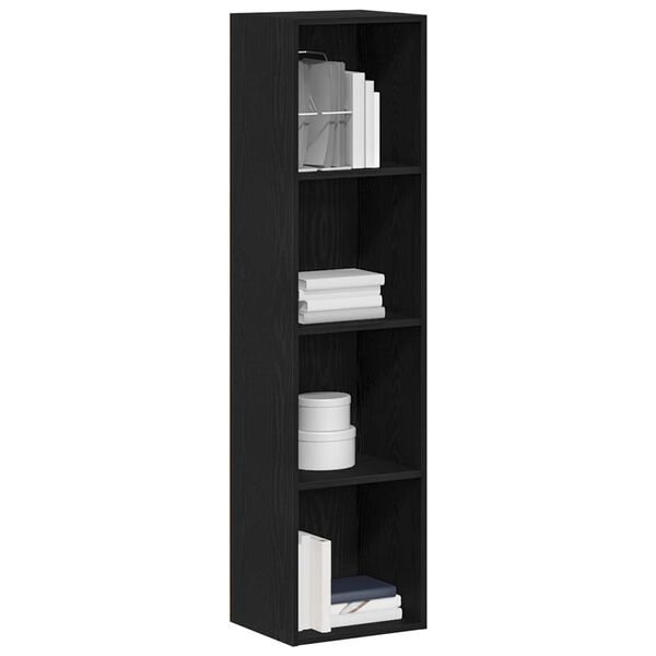 vidaXL Book Cabinet Black Oak 14.17 x 11.81 x 56.30 in Engineered Wood