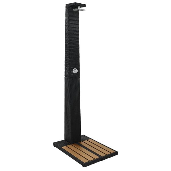 vidaXL Garden Shower Black Poly Rattan, WPC (Wood-Plastic Composite)