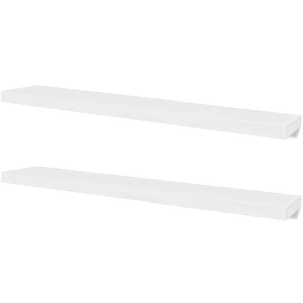 vidaXL Wall Shelf Set of 2 White MDF 47.2 in wide Wall mounting