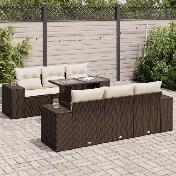 vidaXL Garden Sofa Set Brown PE Rattan Large Garden Sofa Set