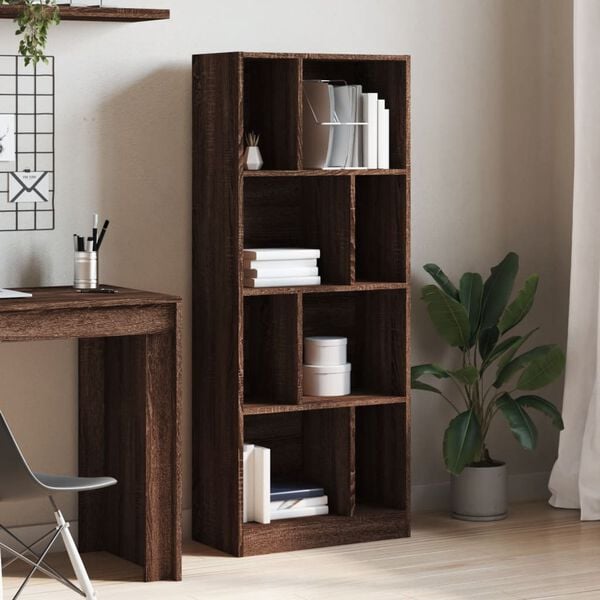 vidaXL Bookcase Brown oak Engineered wood Medium Bookcase Rectangular