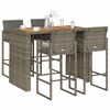 vidaXL Garden Bar Set Grey PE Rattan, Powder-Coated Steel, Solid Acacia Wood