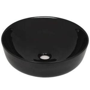vidaXL Basin Ceramic Round Black 16.3x5.3"