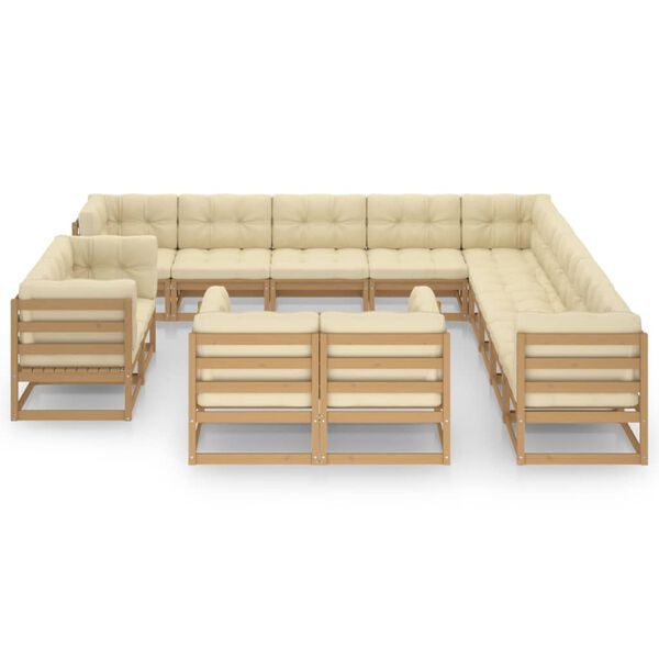 vidaXL Garden Lounge Set Honey Brown Solid Pine Wood Large Modular