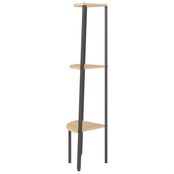 vidaXL Corner Shelf Light brown and black Engineered wood, steel Medium