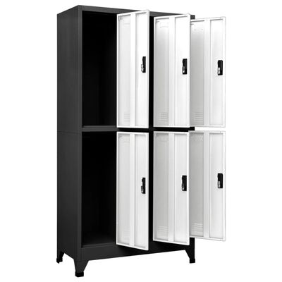 vidaXL Locker Cabinet Anthracite and White 35.4"x17.7"x70.9" Steel