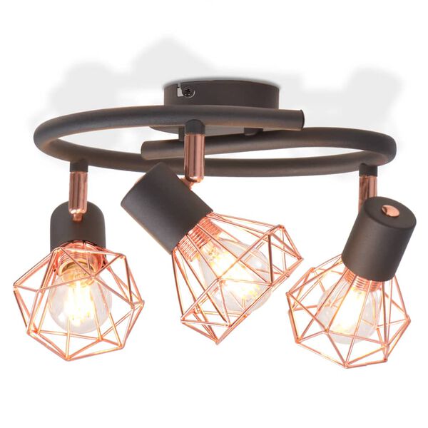 vidaXL Ceiling Lamp Black and Copper Metal base and iron wire shade Medium