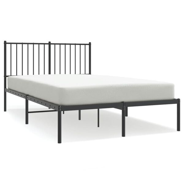 vidaXL Bed Frame Black Powder-Coated Steel Small Double Durable