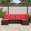 vidaXL Sofa Set with Cushion 6 pcs Brown Synthetic: Poly Rattan