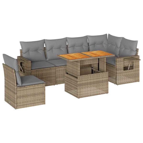 vidaXL Garden Sofa Set Beige, Light grey