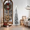 vidaXL Artificial Christmas Tree Green with flocked white snow PVC, Steel