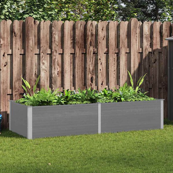 vidaXL Garden Raised Bed Grey Wood-Plastic Composite 98.4x39.4x21.3 in