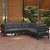 vidaXL Garden Lounge Set Black Solid pine wood, fabric (100% polyester)
