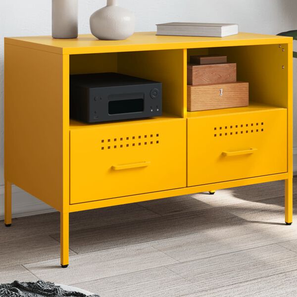 vidaXL TV Cabinet Mustard Yellow Cold-Rolled Steel Medium