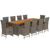 vidaXL 11 Piece Patio Dining Set with Cushions Gray Poly Rattan