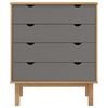 vidaXL Drawer Cabinet Brown and Grey Solid Pine Wood, Engineered Wood