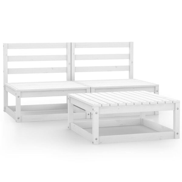 vidaXL Garden Lounge Set White Solid Pinewood Medium Modular