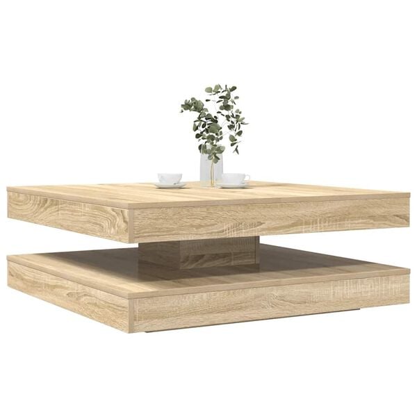 vidaXL Coffee Table Sonoma Oak Engineered Wood 35.4 x 35.4 in Rotatable