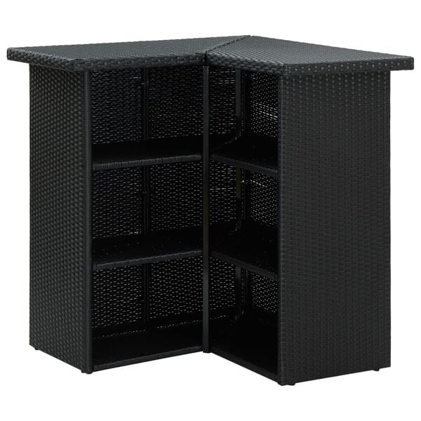 vidaXL Garden Bar Set Black Poly Rattan, Powder-coated Steel Large