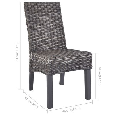 vidaXL Dining Chairs 6 pcs Brown Kubu Rattan and Mango Wood (3x246655)