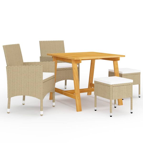 vidaXL Dining Set Beige, Cream White