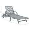 vidaXL Sunlounger Grey Solid Acacia wood Standard Adjustable Armrests