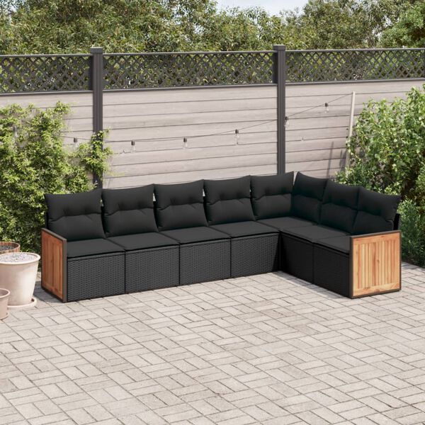 vidaXL Garden Sofa Set Black PE rattan Large Modular Garden Sofa Set