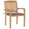 vidaXL Garden Chair Set of 8 Brown, Grey Teak Wood, Polyester