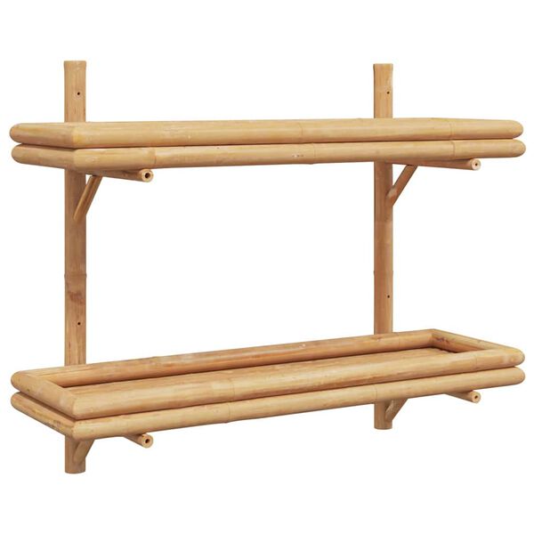 vidaXL Wall Shelf with Shelf Wall-mounted Brown 39 x 26 x 60 cm Bamboo