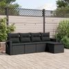 vidaXL Garden Sofa Set Black PE rattan, powder-coated steel Medium