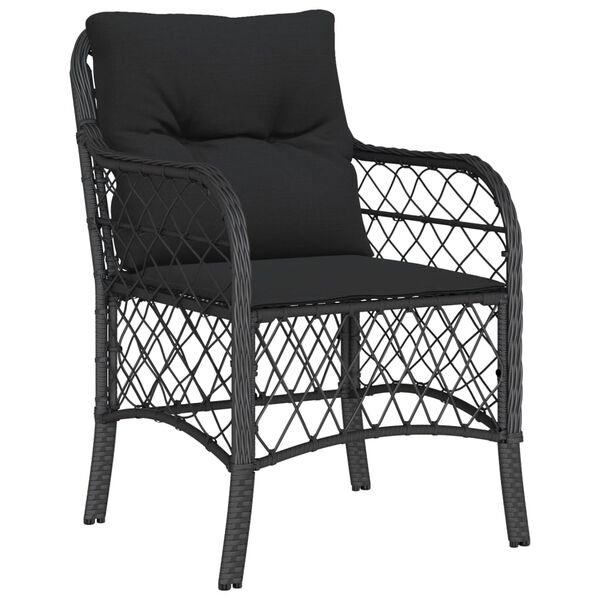 vidaXL Garden Dining Set Black PE rattan Washable Covers