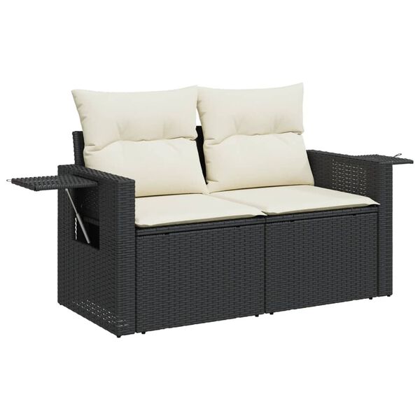 vidaXL Garden Sofa Set Black PE Rattan Large Adjustable Armrests