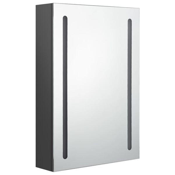 vidaXL Bathroom Cabinet Grey MDF with Melamine Finish, Glass Medium